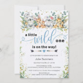 ワイエレガントルドワンブルーサファリボーイベビーシャワー 招待状 (正面)