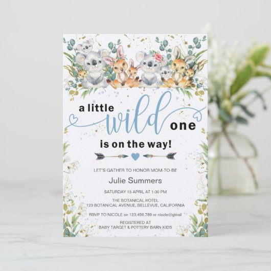 ワイエレガントルドワンブルーサファリボーイベビーシャワー 招待状 (スタンド正面)