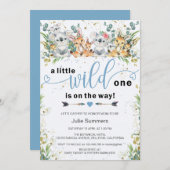 ワイエレガントルドワンブルーサファリボーイベビーシャワー 招待状 (正面/裏面)