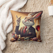 ワイエレガントンとチョックのグラスを持つイースターバニー クッション (ブランケット)