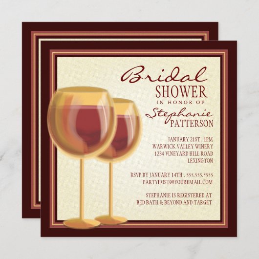 ワイエレガントンをテーマにしたブライダルシャワーの招待 招待状 (正面/裏面)