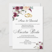 ワイエレガントンウォーター色フローラ結婚式招待状 招待状 (正面)