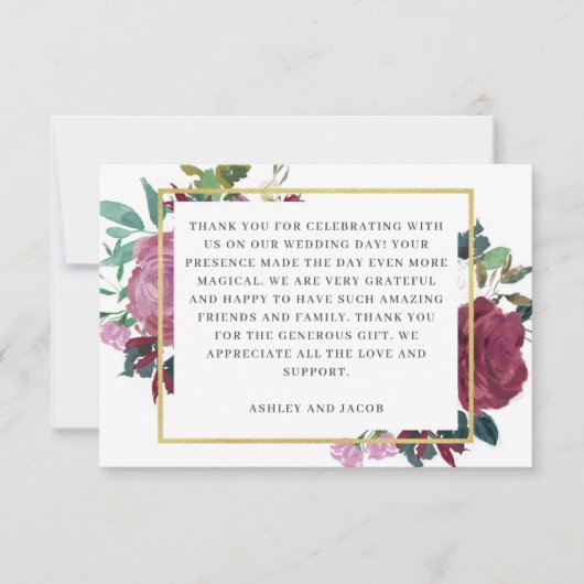 ワイエレガントンガーデン結婚フローラ サンキューカード (正面)