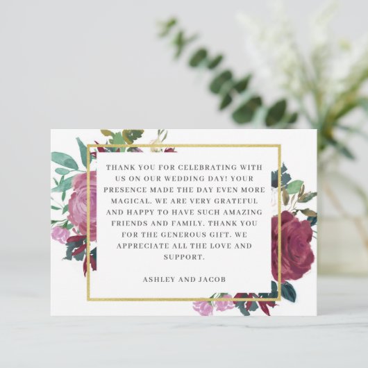 ワイエレガントンガーデン結婚フローラ サンキューカード (スタンド正面)