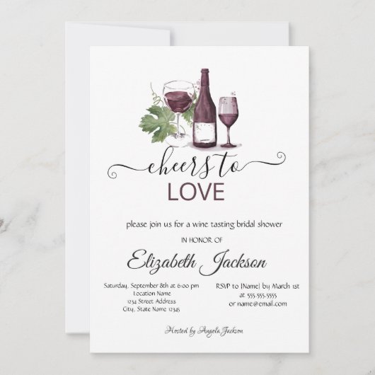 ワイエレガントンテイスティングブルゴーニュブライダルシャワー 招待状 (正面)