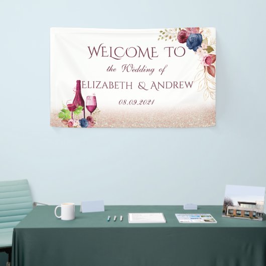 ワイエレガントンテイスティングブルゴーニュ結婚ー花 横断幕 (トレードショー)