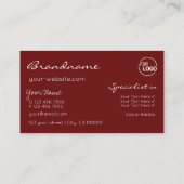 ワイエレガントンレッドシックグリッタースターとロゴ 名刺 (裏面)