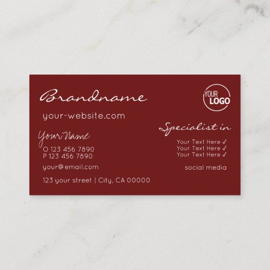 ワイエレガントンレッドシックグリッタースターとロゴ 名刺 (裏面)