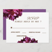 ワイエレガントンレッドフォトウェディングRSVP 招待状 (正面/裏面)