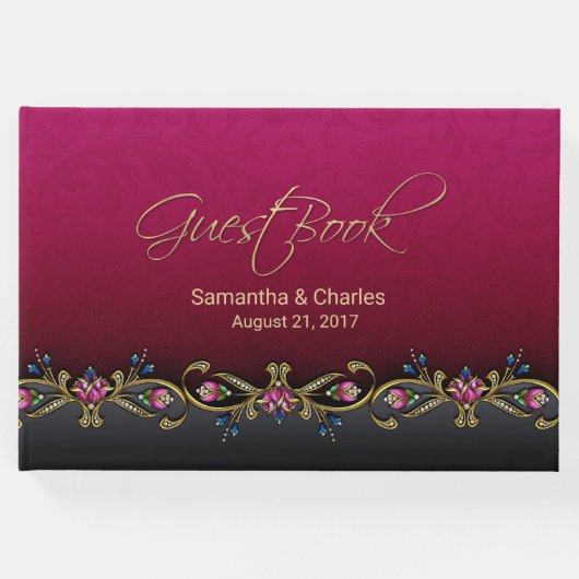 ワイエレガントンレッド結婚ズゲストブック ゲストブック (正面)