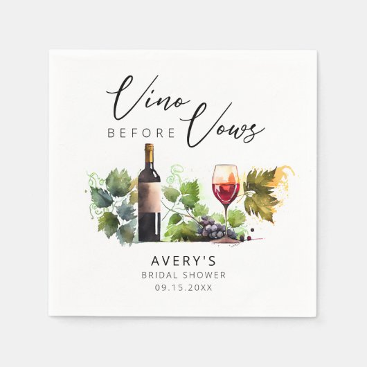 ワイエレガントンヴィノウィーブーズブライダルシャワー スタンダードカクテルナプキン (正面)