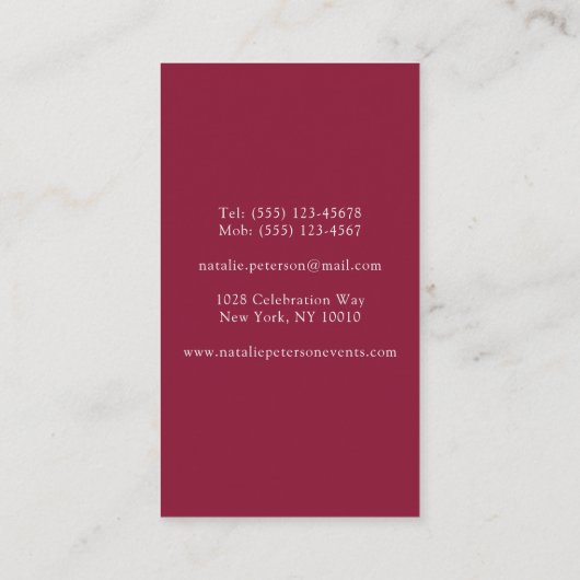 ワイエレガントン赤と白ダンスイベントコーディネーター 名刺 (裏面)