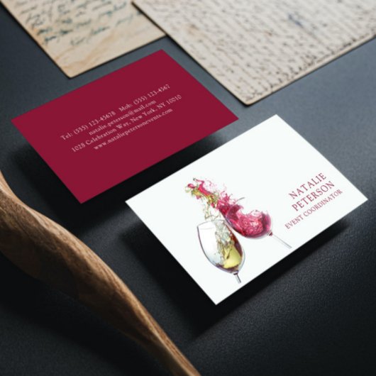 ワイエレガントン赤と白ダンスイベントコーディネーター 名刺