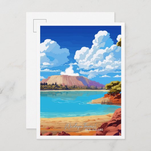 ワイオタプサーマルニュージーランドアートヴィンテージトラベル ポストカード (正面/裏面)