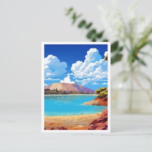 ワイオタプサーマルニュージーランドアートヴィンテージトラベル ポストカード (スタンド正面)