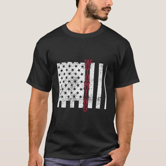 ワイオミンアメリカ国旗47月4日アメリカンヴィンタ Tシャツ (正面)
