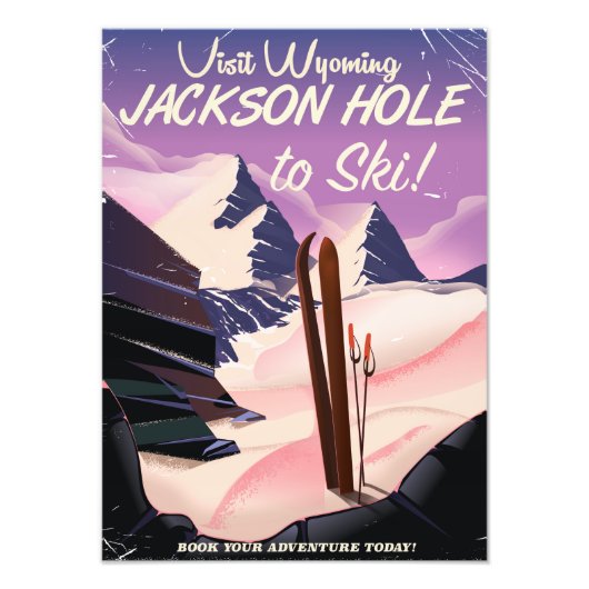 ワイオミングに行け!ジャクソンホールへスキー旅行ポスター フォトプリント (正面)