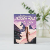 ワイオミングに行け!ジャクソンホールへスキー旅行ポスター ポストカード (スタンド正面)