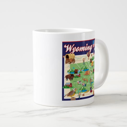 ワイオミングの漫画マップ ジャンボコーヒーマグカップ (正面右)