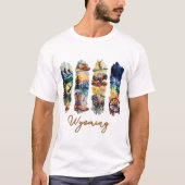 ワイオミングの風景ブラシストロークアート Tシャツ (正面)