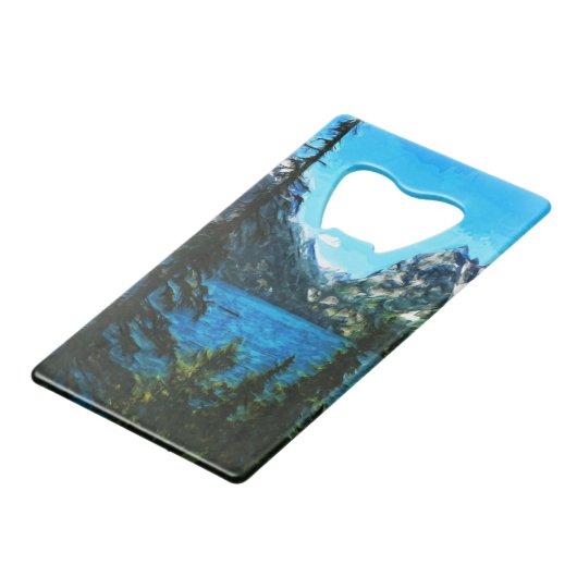 ワイオミンググランドテトンマウンテンズ抽象芸術 クレジットカード栓抜き (正面アングル)