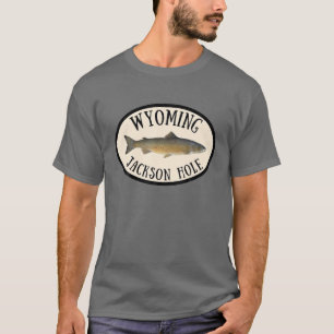ワイオミングジャクソンホールトラウトフライフィッシング自然アウト Tシャツ