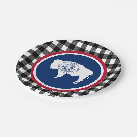 ワイオミングプレート、バッファロー草原アメリカ合衆国およびワイオミング国旗 ペーパープレート (アングル)