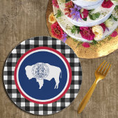 ワイオミングプレート、バッファロー草原アメリカ合衆国およびワイオミング国旗 ペーパープレート