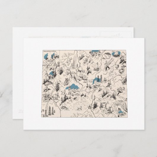 ワイオミングヴィンテージ写真マップアンティーク州グラフ ポストカード (正面/裏面)