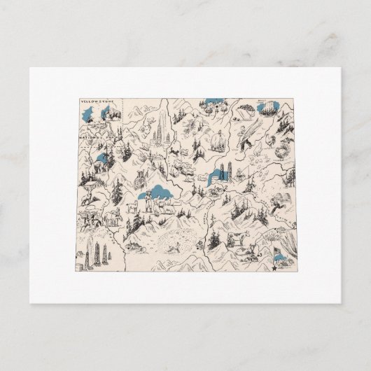 ワイオミングヴィンテージ写真マップアンティーク州グラフ ポストカード (正面)