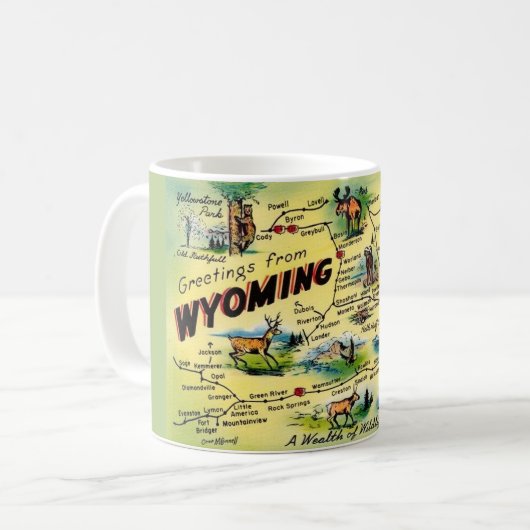 ワイオミング地図マグ コーヒーマグカップ (正面左)