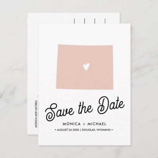 ワイオミング宛先ウェディング任意の色 案内ポストカード (正面/裏面)