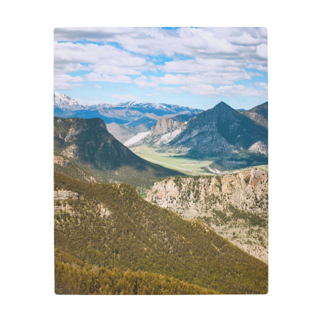 ワイオミング州のジョセフのハイウェイと雪の多い山 メタルプリント (正面)