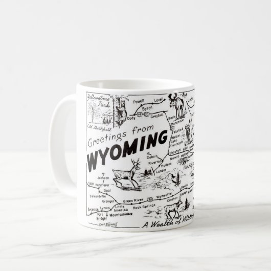 ワイオミング州のヴィンテージ地図マグ コーヒーマグカップ (正面左)