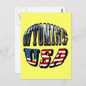 ワイオミング州の写真とアメリカ国旗のテキスト ポストカード (正面/裏面)