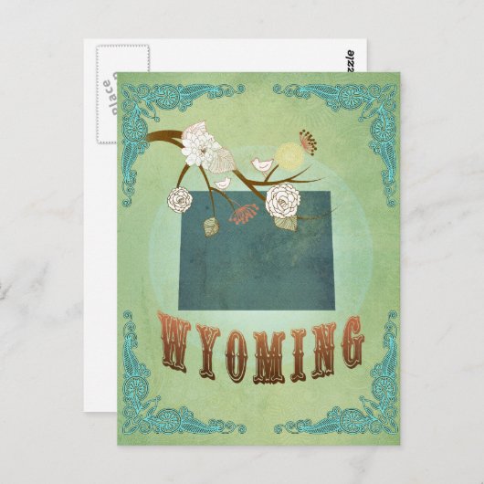 ワイオミング州の地図 – 緑 ポストカード (正面/裏面)