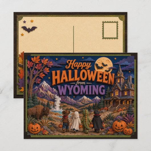 ワイオミング州の子どもたちからのハロウィンの挨拶 ポストカード (正面/裏面)