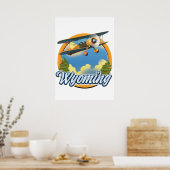 ワイオミング州の漫画ロゴ ポスター (キッチン)