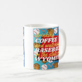 ワイオミング州の野球とコーヒー コーヒーマグカップ (正面右)