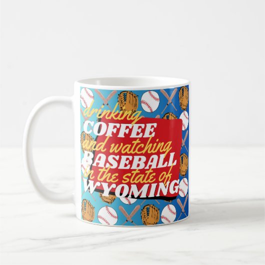 ワイオミング州の野球とコーヒー コーヒーマグカップ (左)