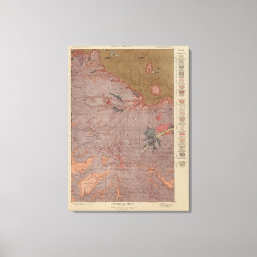 ワイオミング州イエローストーン国務部の地質図2 キャンバスプリント (正面)