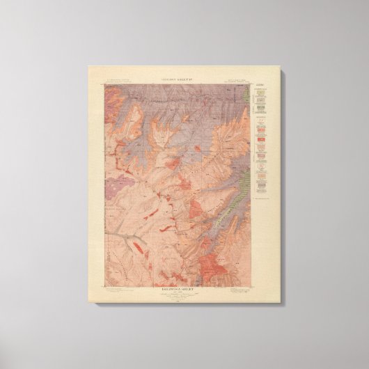 ワイオミング州イエローストーン国務部の地質図3 キャンバスプリント (正面)