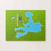 ワイオミング州イエローストーン湖の地図 ジグソーパズル (横)