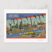 ワイオミング州シェリダン – 大きな文字のシーン ポストカード (正面)