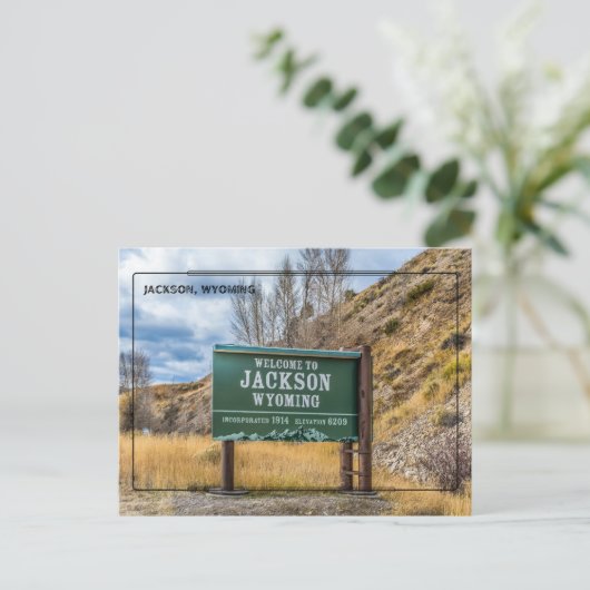 ワイオミング州ジャクソンからの挨拶 ポストカード (スタンド正面)