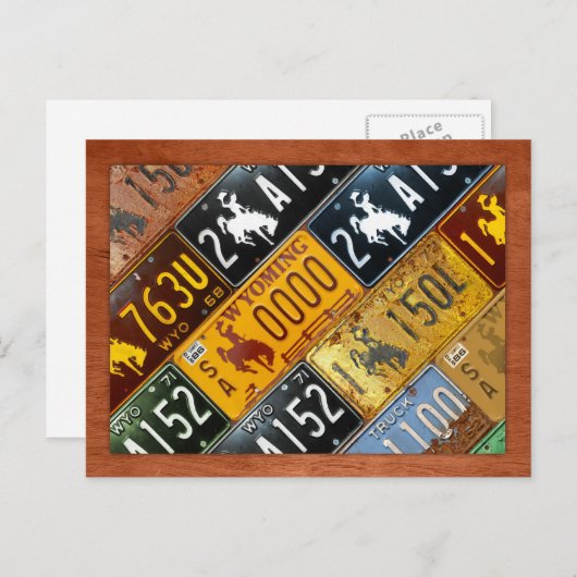 ワイオミング州ライセンスプレートマップbyデザインターンパイク ポストカード (正面/裏面)