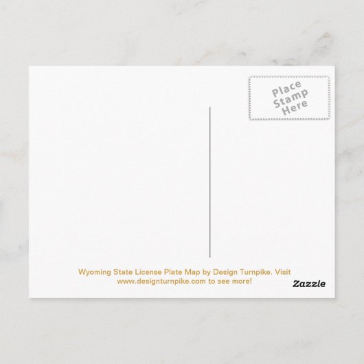 ワイオミング州ライセンスプレートマップbyデザインターンパイク ポストカード (裏面)
