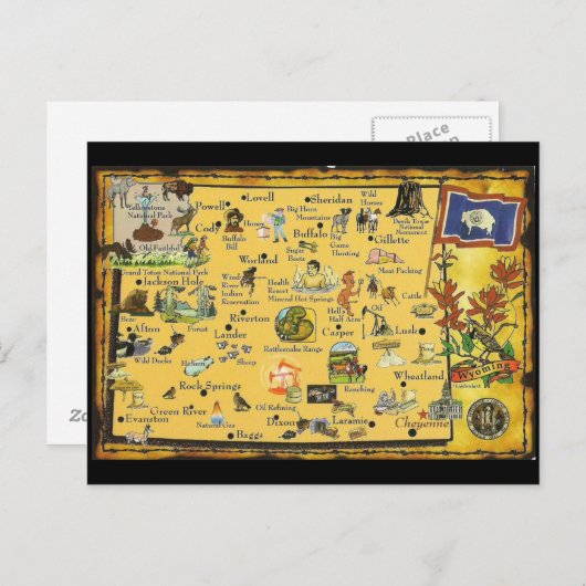 ワイオミング州地図はがき ポストカード (正面/裏面)