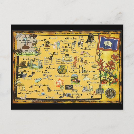ワイオミング州地図はがき ポストカード (正面)