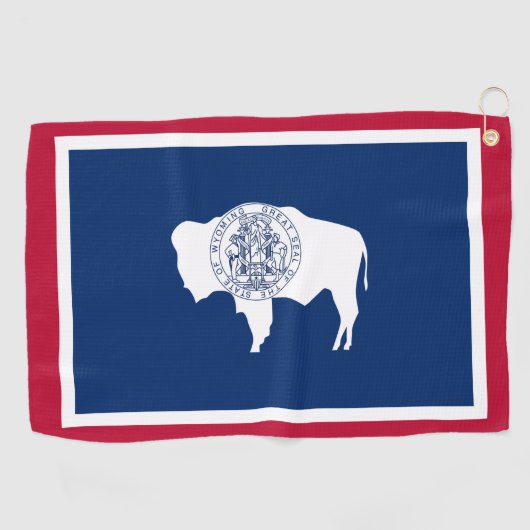 ワイオミング州旗とワイオミング州USAゴルフ/スポーツファン ゴルフタオル (横)